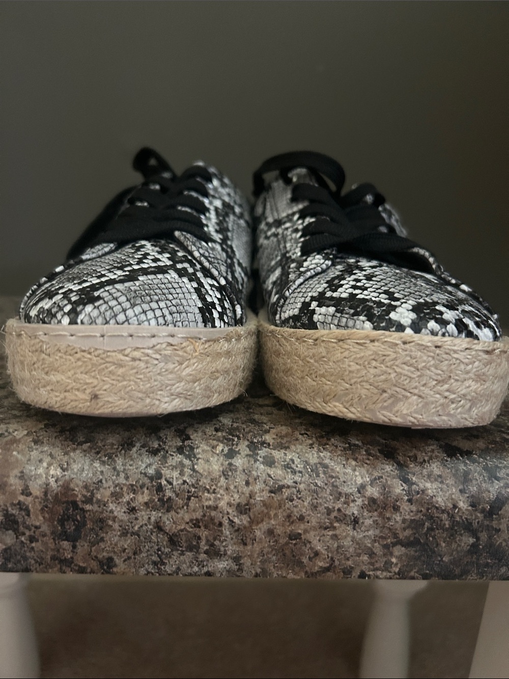 Olivia Miller Snake Print Lace Up Espadrille Sneakers - Black & White - Picture 11 of 12